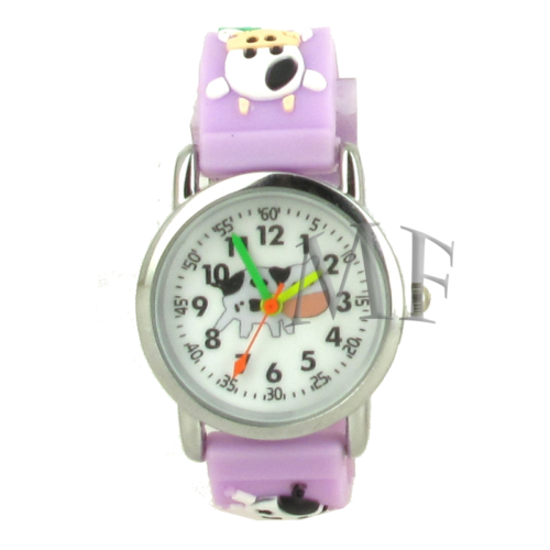 montre couleur parme motif prairie et vachette blanche